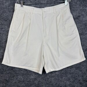 Patrick James Pleated Shorts Men's 34 Khaki Beige Cotton Classic Fit